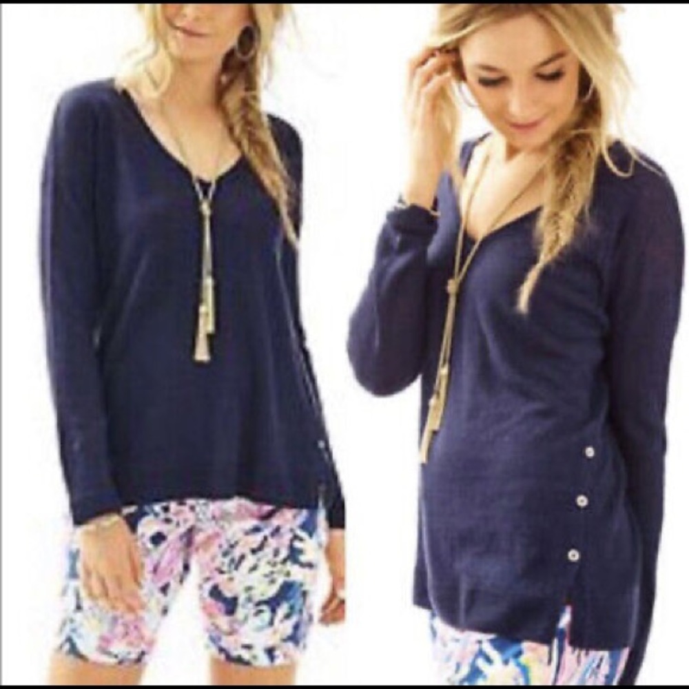 Lilly Pulitzer Liesel Sweater — XL NWT — navy blue